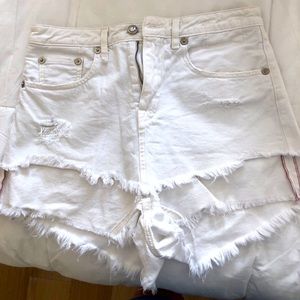 R13 Double Layer white shorts